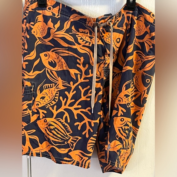 Polo Ralph Lauren navy and orange goldfish swim trunks  sz 36 - Picture 2 of 9